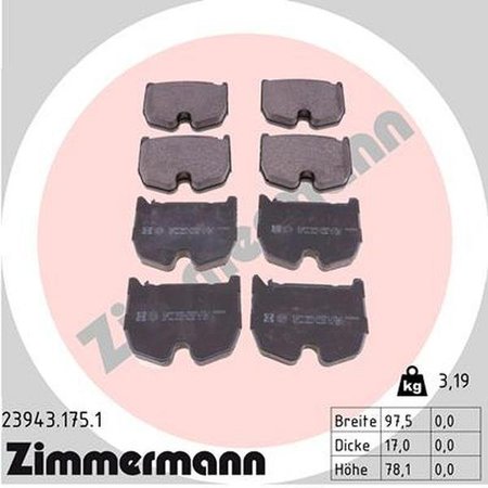ZIMMERMANN Brake Pad Set, 23943.175.1 23943.175.1
